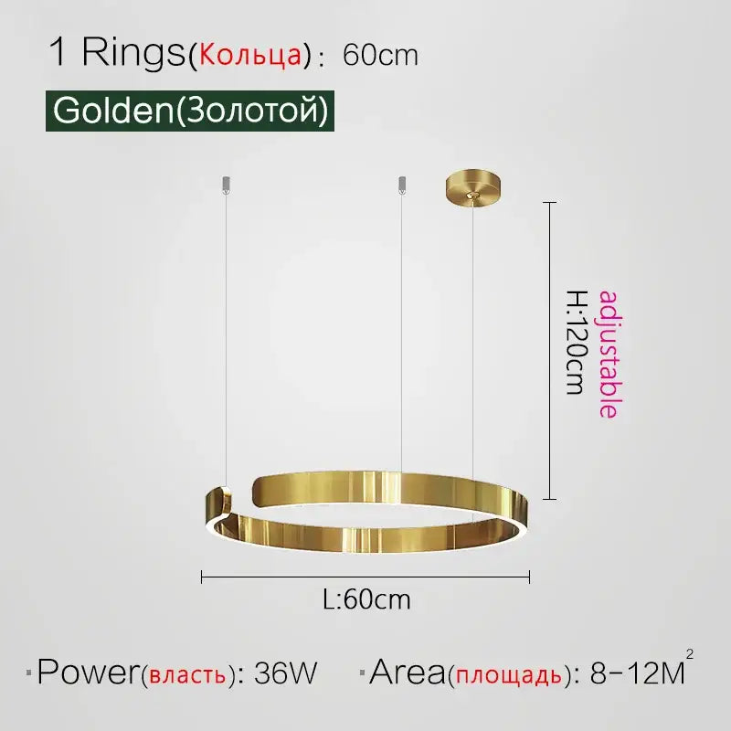 DecorBites™ LED Ring Chandelier for Home Decor - Modern Nordic Style Lighting