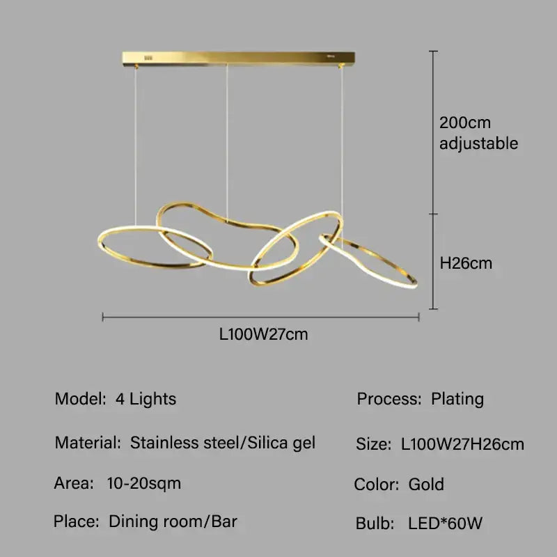 DecorBites™ LED Ring Chandelier for Living Dining Room - Postmodern Luxury Minimalist Art Lighting