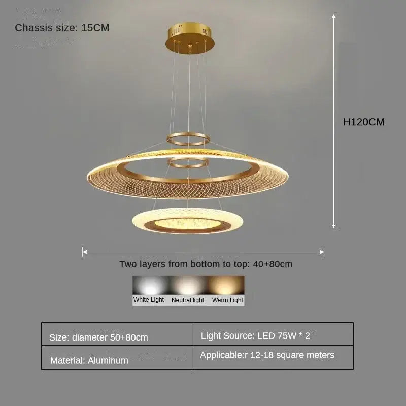 DecorBites™ LED Ring Chandelier: Luxury Living Room Lighting Fixture