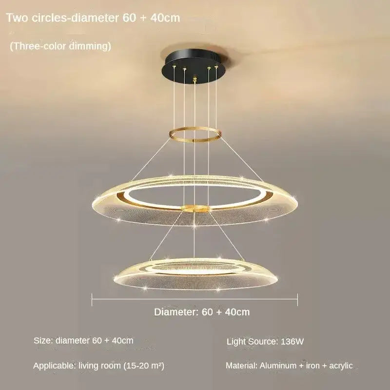 DecorBites™ LED Ring Chandelier: Luxury Living Room Lighting Fixture