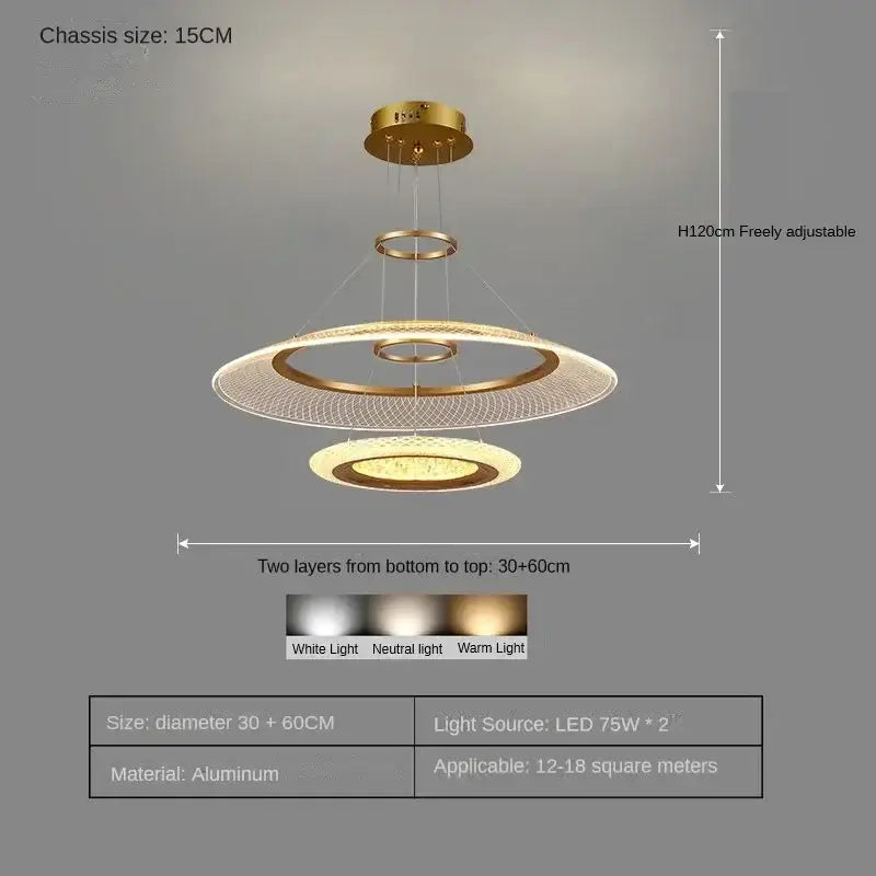 DecorBites™ LED Ring Chandelier: Luxury Living Room Lighting Fixture