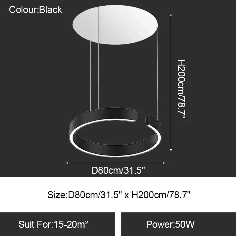 ثريا حلقة LED من DecorBites™: إضاءة حديثة لطاولة غرفة الطعام وديكور منزلي