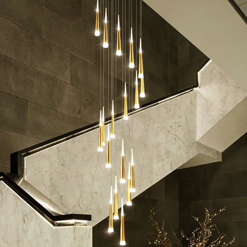 DecorBites™ LED Ring Chandelier Stair Chandelier Rotating Kitchen Hanging Lamp, Modern Villa Decor Lighting
