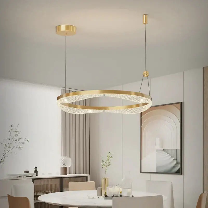 ثريا معلقة على شكل حلقة LED من DecorBites™ لغرفة المعيشة وغرفة النوم وغرفة الطعام