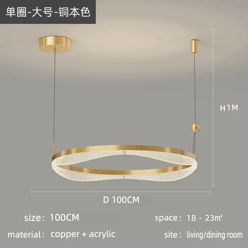 ثريا معلقة على شكل حلقة LED من DecorBites™ لغرفة المعيشة وغرفة النوم وغرفة الطعام