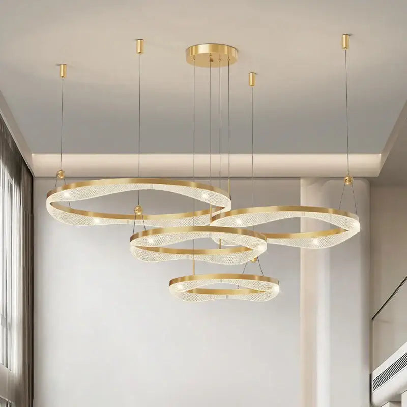 ثريا معلقة على شكل حلقة LED من DecorBites™ لغرفة المعيشة وغرفة النوم وغرفة الطعام