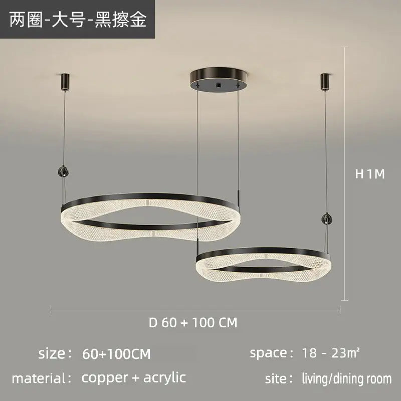 ثريا معلقة على شكل حلقة LED من DecorBites™ لغرفة المعيشة وغرفة النوم وغرفة الطعام