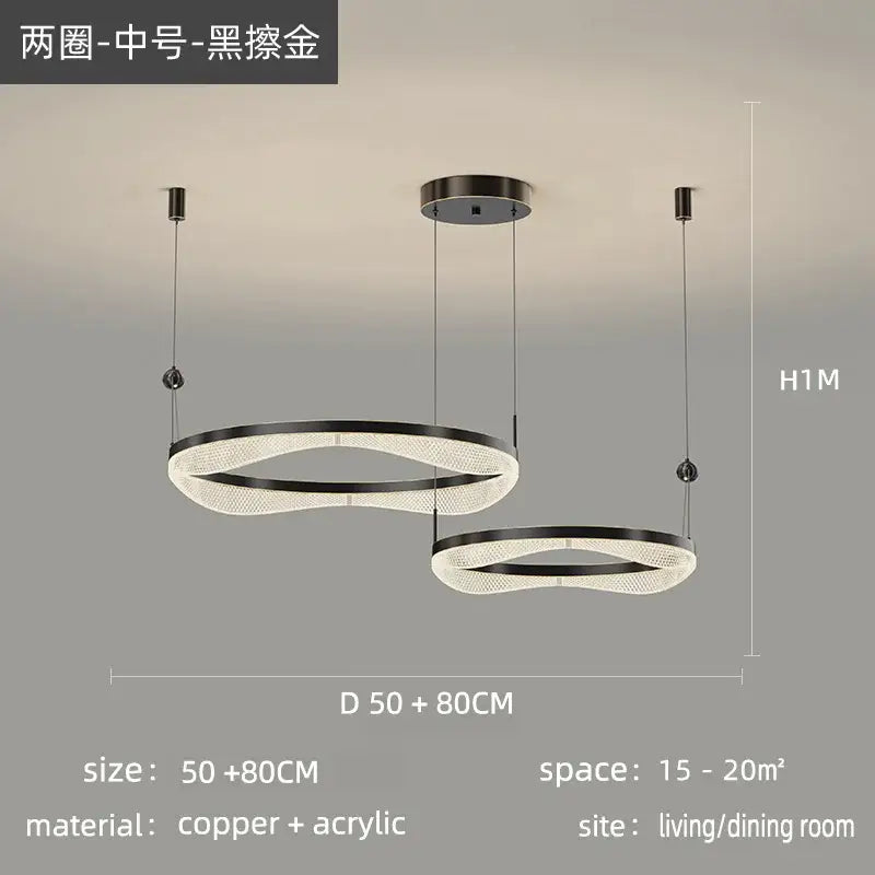 ثريا معلقة على شكل حلقة LED من DecorBites™ لغرفة المعيشة وغرفة النوم وغرفة الطعام