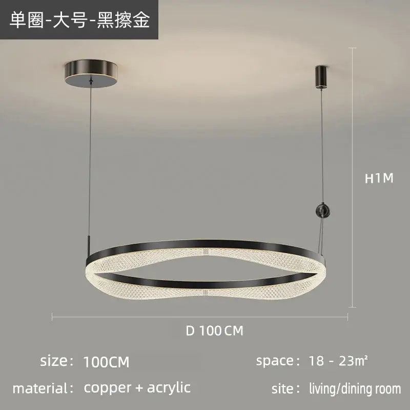 ثريا معلقة على شكل حلقة LED من DecorBites™ لغرفة المعيشة وغرفة النوم وغرفة الطعام