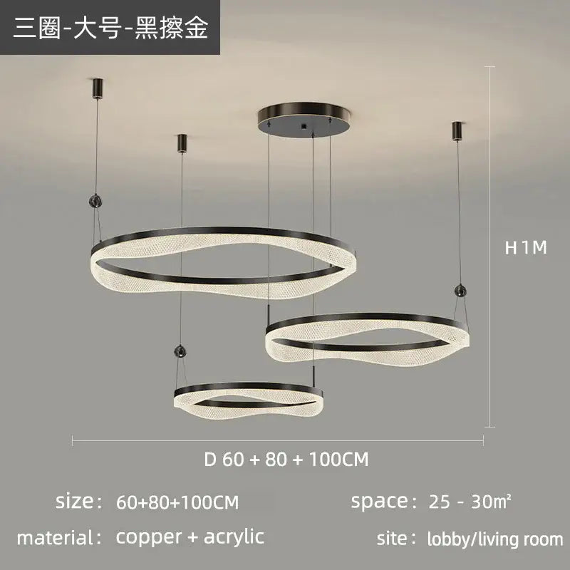 ثريا معلقة على شكل حلقة LED من DecorBites™ لغرفة المعيشة وغرفة النوم وغرفة الطعام