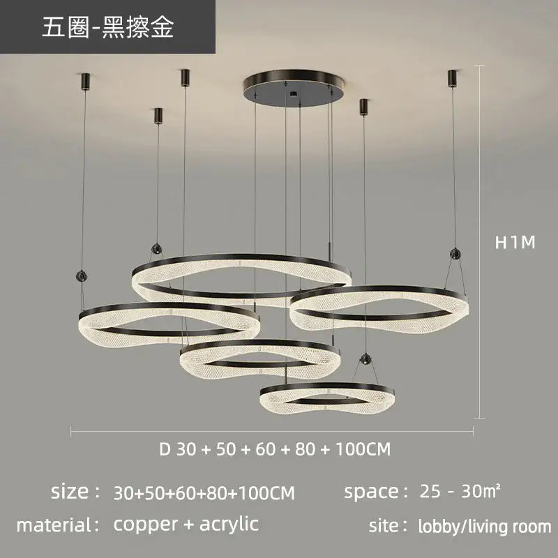 ثريا معلقة على شكل حلقة LED من DecorBites™ لغرفة المعيشة وغرفة النوم وغرفة الطعام