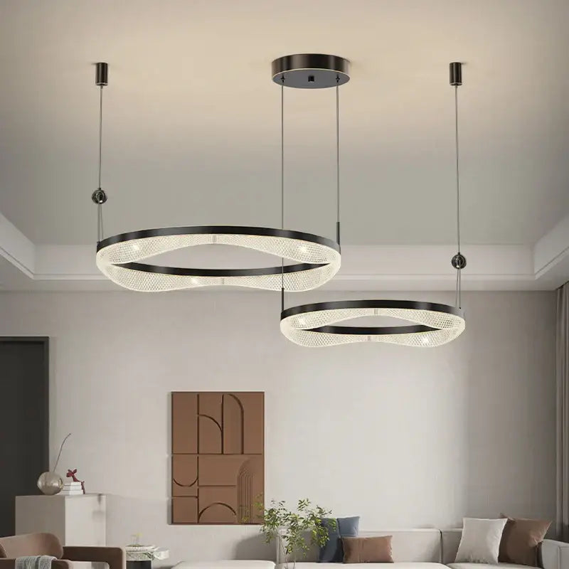 ثريا معلقة على شكل حلقة LED من DecorBites™ لغرفة المعيشة وغرفة النوم وغرفة الطعام