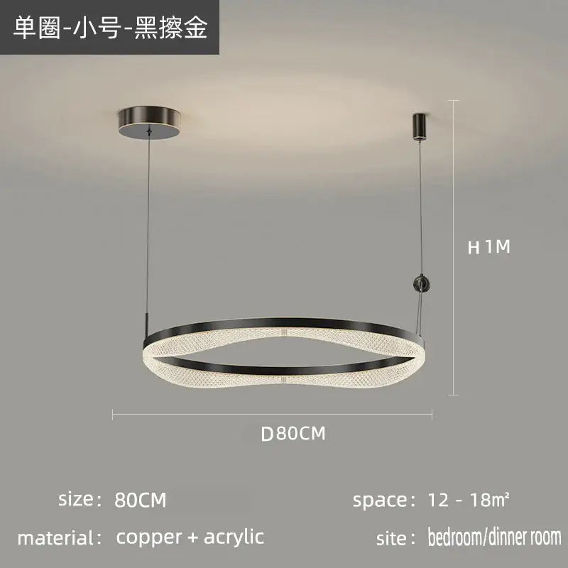 ثريا معلقة على شكل حلقة LED من DecorBites™ لغرفة المعيشة وغرفة النوم وغرفة الطعام