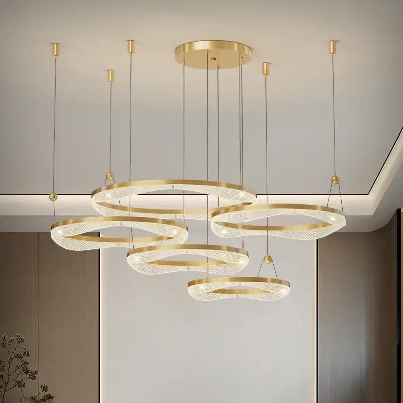 ثريا معلقة على شكل حلقة LED من DecorBites™ لغرفة المعيشة وغرفة النوم وغرفة الطعام
