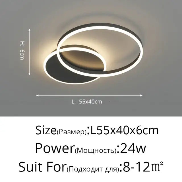 DecorBites™ LED Rings Ceiling Chandelier: Dimmable Living Room Lighting, Modern Parlor Foyer Decor