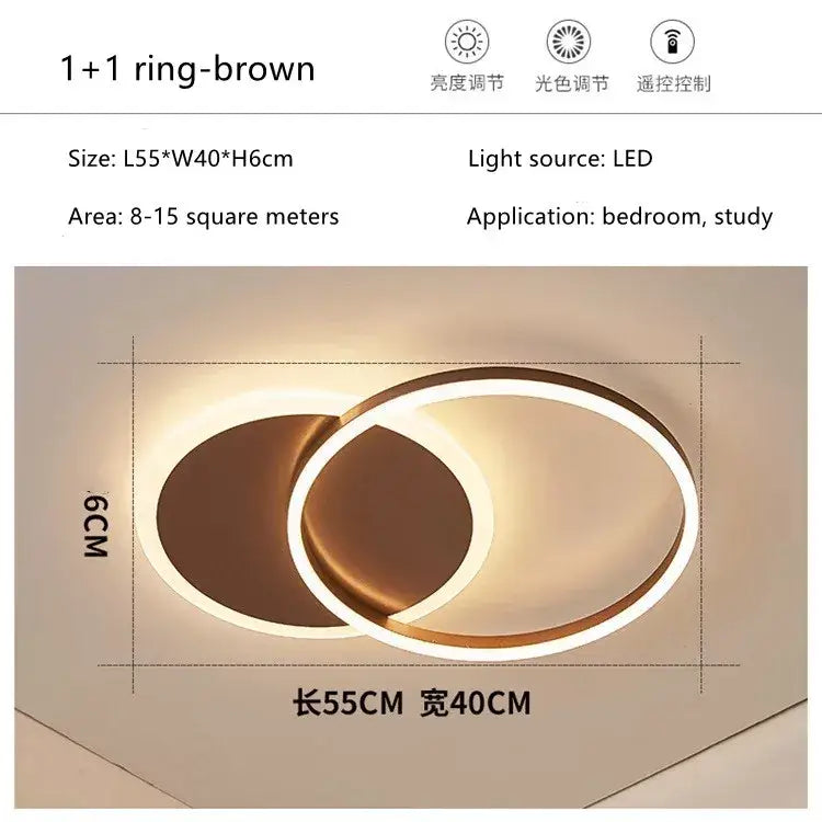 DecorBites™ LED Rings Ceiling Chandelier for Decorative Living Room, Dimmable Indoor Lamps
