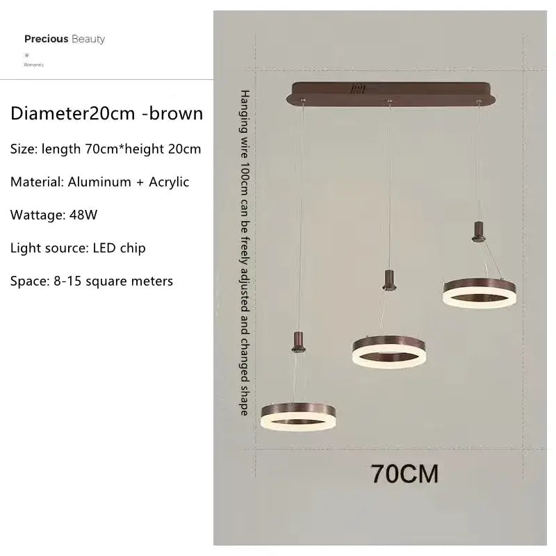 DecorBites™ LED Rings Ceiling Chandelier for Decorative Living Room, Dimmable Indoor Lamps