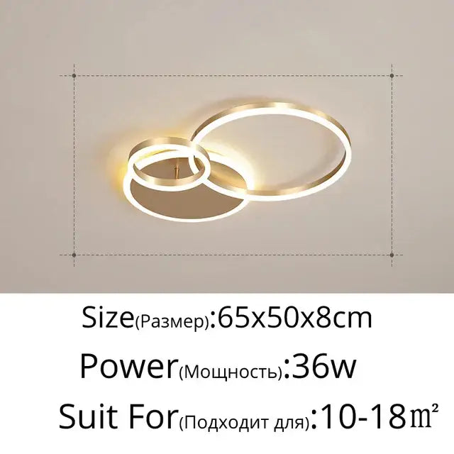 DecorBites™ LED Rings Ceiling Chandelier for Decorative Living Room, Dimmable Indoor Lamps