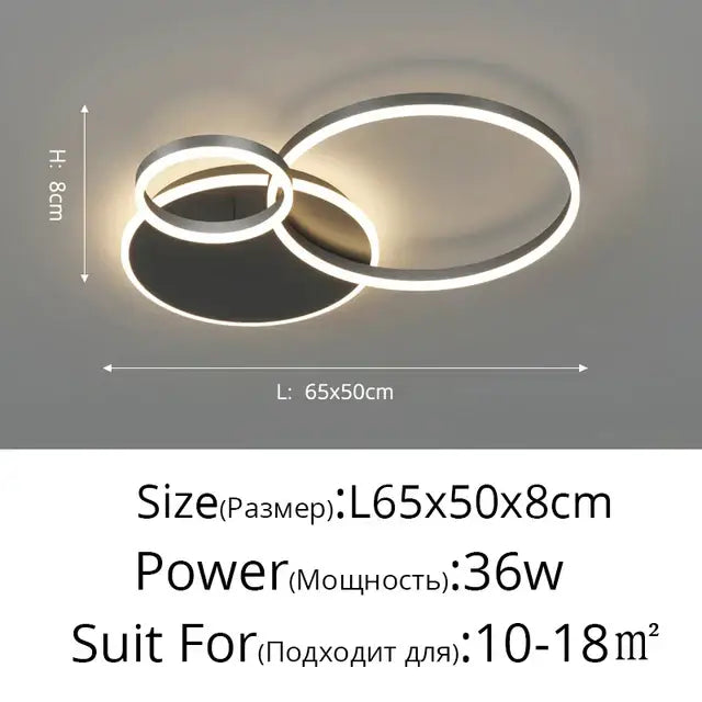 DecorBites™ LED Rings Ceiling Chandelier for Decorative Living Room, Dimmable Indoor Lamps