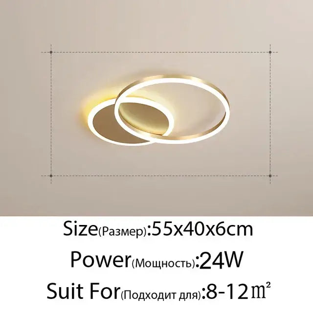 DecorBites™ LED Rings Ceiling Chandelier for Decorative Living Room, Dimmable Indoor Lamps