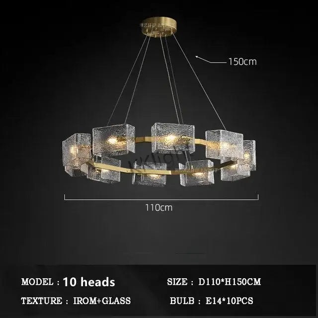 DecorBites™ LED Ripples Glass Chandelier: Modern Luxury for Living Room, Bedroom, Kitchen, Bar