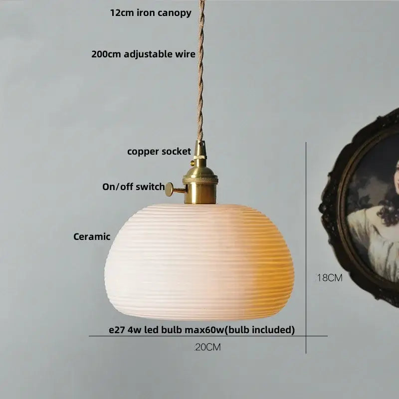 DecorBites™ LED Rose Flower Pendant Lamp Ceramic Wood Nordic Modern Hanging Light