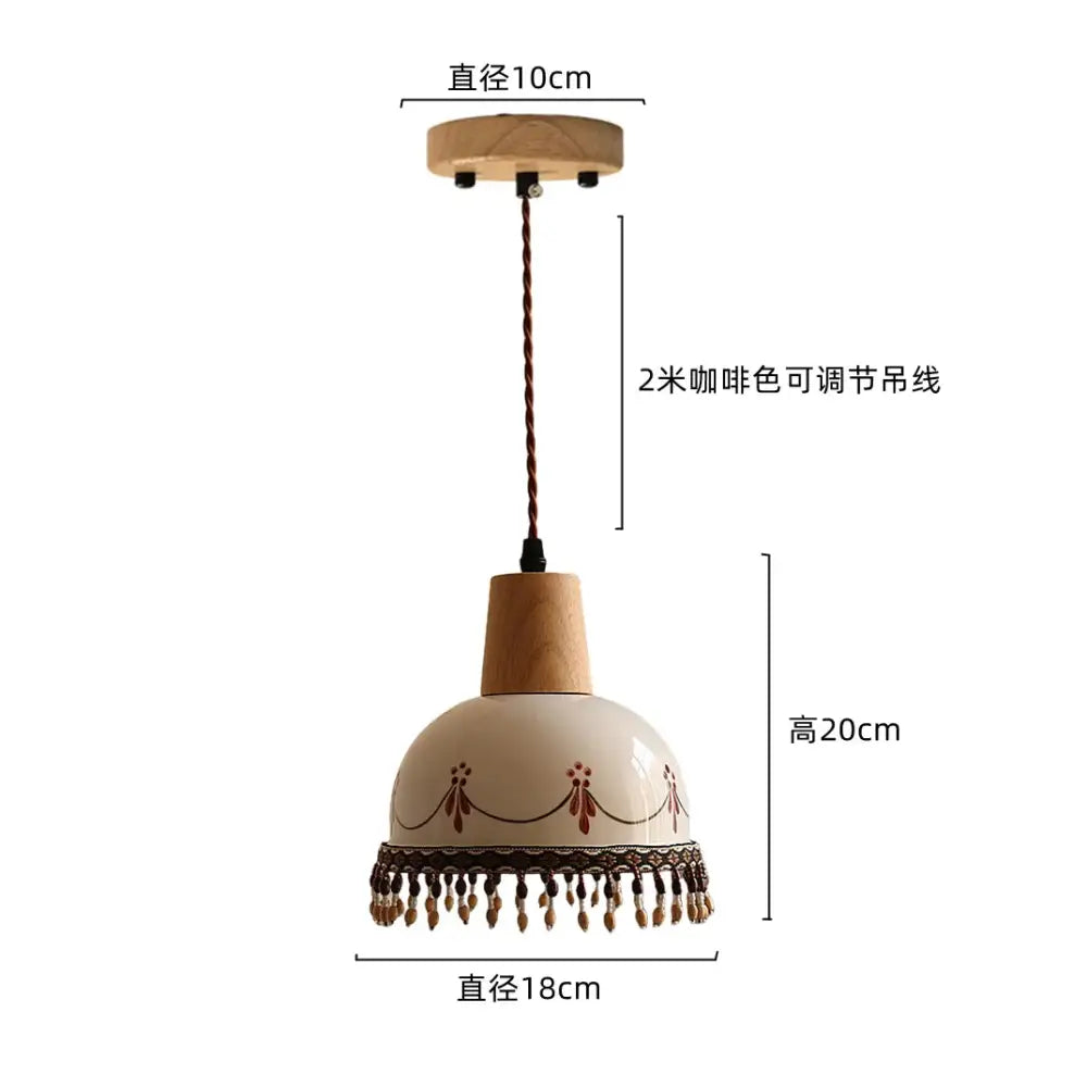 DecorBites™ LED Rose Flower Pendant Lamp Ceramic Wood Nordic Modern Hanging Light