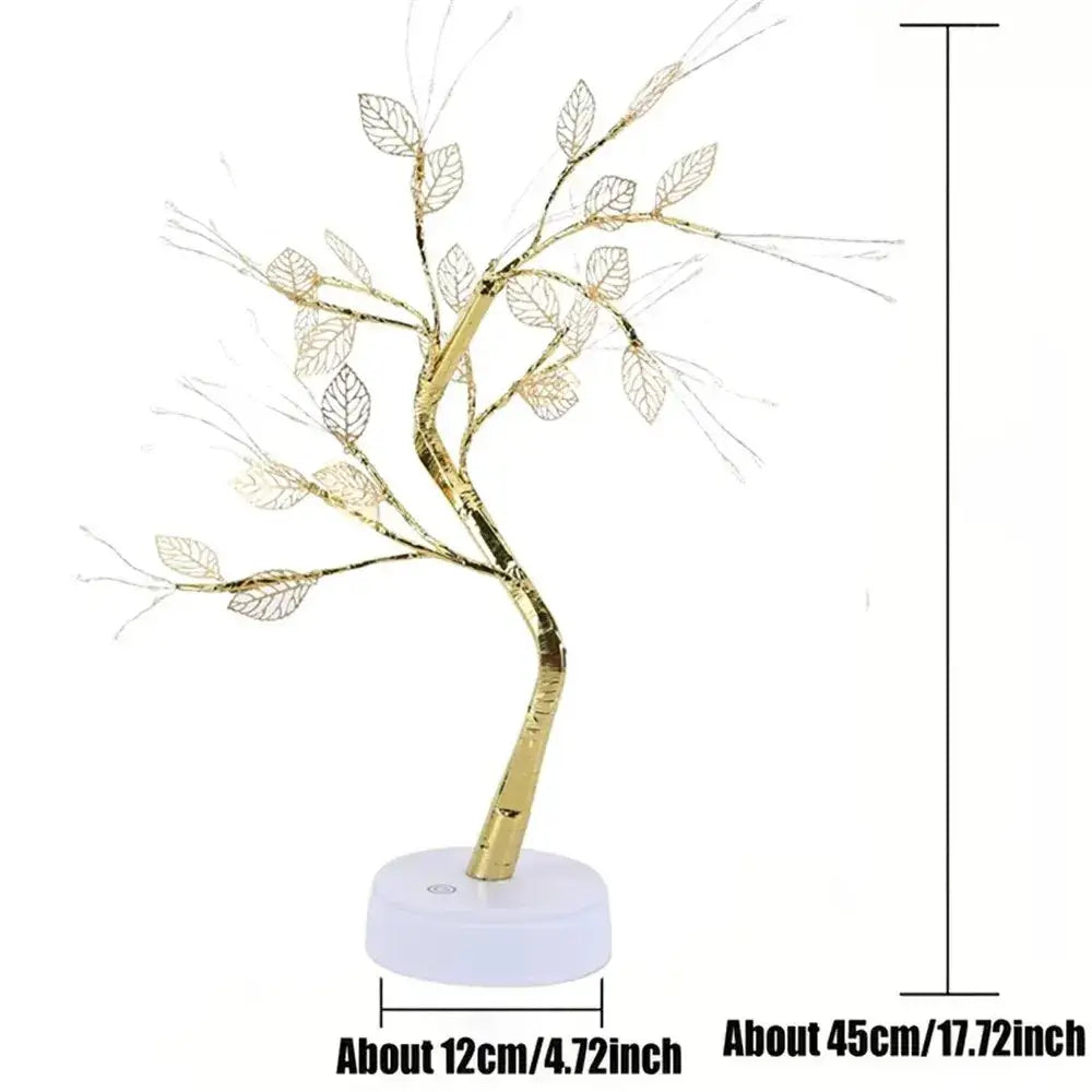 DecorBites™ LED Rose Leaf Table Lamp USB Christmas Tree Fairy Light Night Lights Home DIY Party Wedding Bedroom Decoration Mother's Day Gift