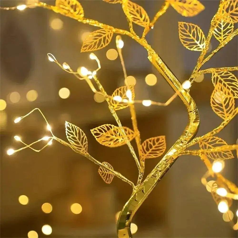 DecorBites™ LED Rose Leaf Table Lamp USB Christmas Tree Fairy Light Night Lights Home DIY Party Wedding Bedroom Decoration Mother's Day Gift