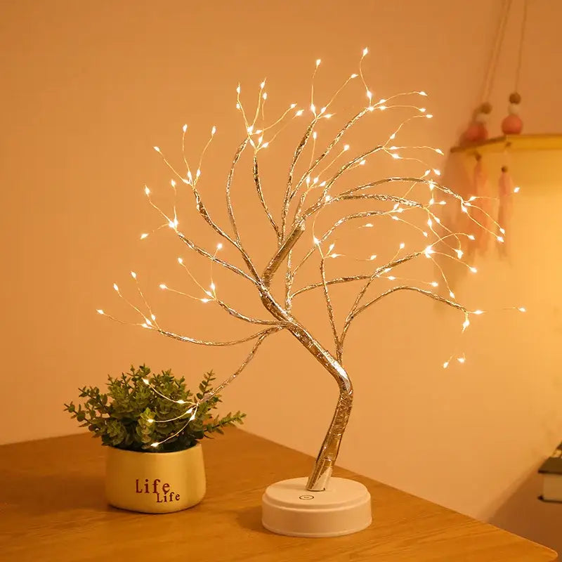 DecorBites™ LED Rose Leaf Table Lamp USB Christmas Tree Fairy Light Night Lights Home DIY Party Wedding Bedroom Decoration Mother's Day Gift