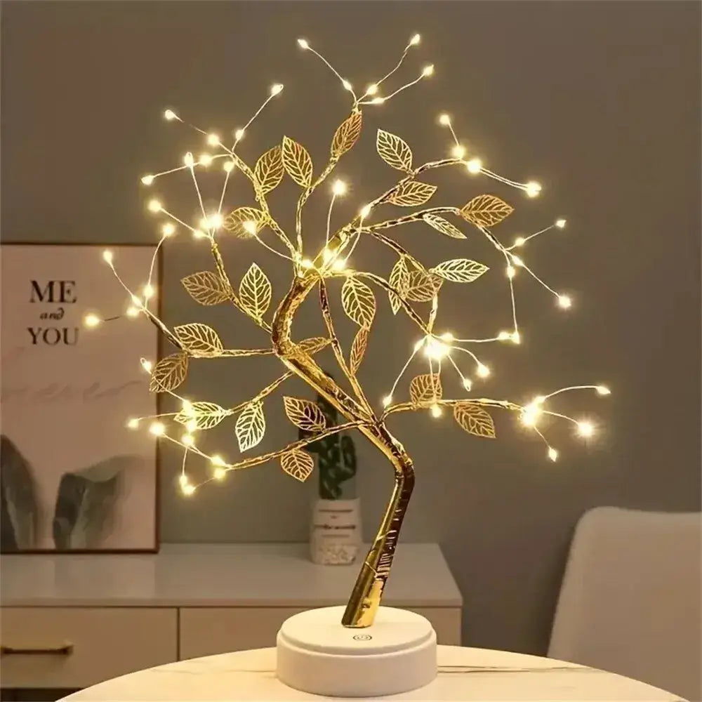 DecorBites™ LED Rose Leaf Table Lamp USB Christmas Tree Fairy Light Night Lights Home DIY Party Wedding Bedroom Decoration Mother's Day Gift