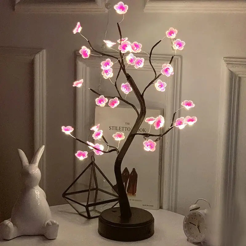 DecorBites™ LED Rose Leaf Table Lamp USB Christmas Tree Fairy Light Night Lights Home DIY Party Wedding Bedroom Decoration Mother's Day Gift