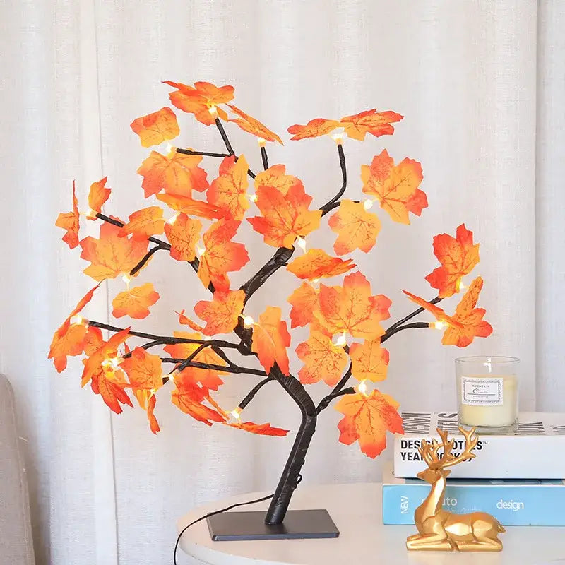 DecorBites™ LED Rose Leaf Table Lamp USB Christmas Tree Fairy Light Night Lights Home DIY Party Wedding Bedroom Decoration Mother's Day Gift