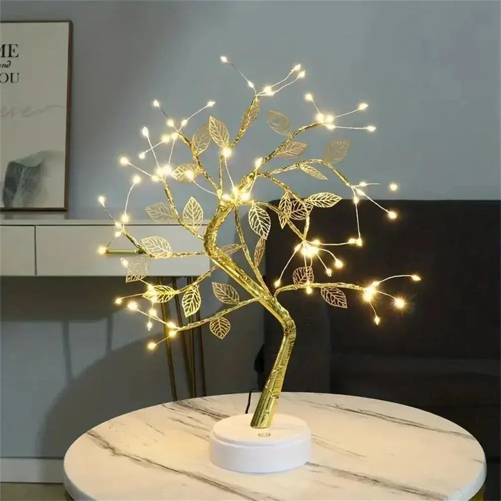 DecorBites™ LED Rose Leaf Table Lamp USB Christmas Tree Fairy Light Night Lights Home DIY Party Wedding Bedroom Decoration Mother's Day Gift