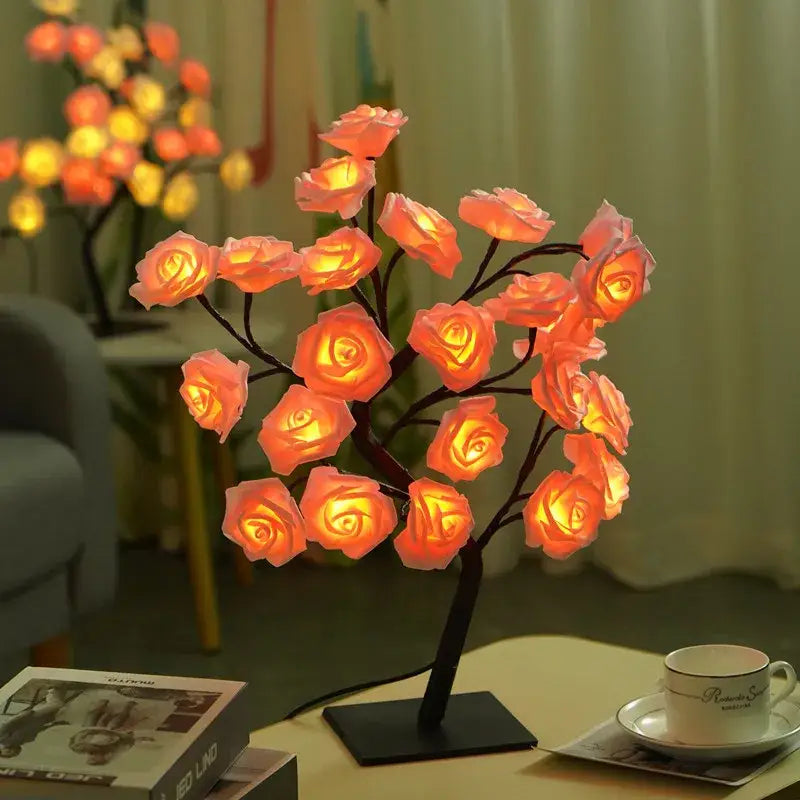 مصباح شجرة الورد LED من DecorBites™، ضوء ليلي على شكل زهرة يعمل بمنفذ USB، إضاءة جوية لحفلات الأعياد وحفلات الزفاف وهدايا الأحبة وديكور المنزل