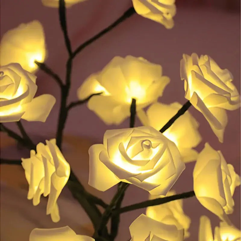 مصباح شجرة الورد LED من DecorBites™، ضوء ليلي على شكل زهرة يعمل بمنفذ USB، إضاءة جوية لحفلات الأعياد وحفلات الزفاف وهدايا الأحبة وديكور المنزل
