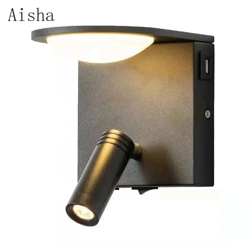 DecorBites™ LED Rotary Square Wall Lamp for Home Bedroom Study with USB Charging