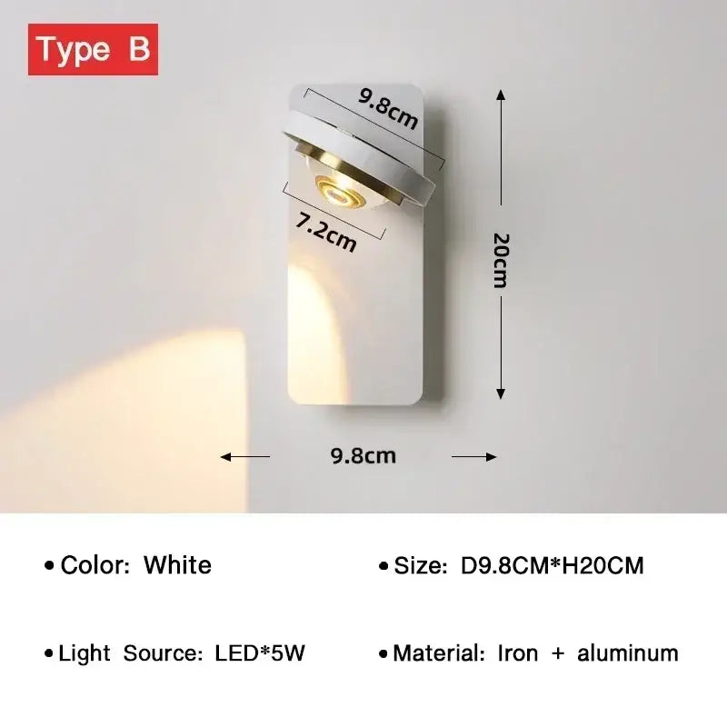 DecorBites™ LED Rotatable Wall Lamp for Bedroom Living Room - Modern Indoor Wall Sconces