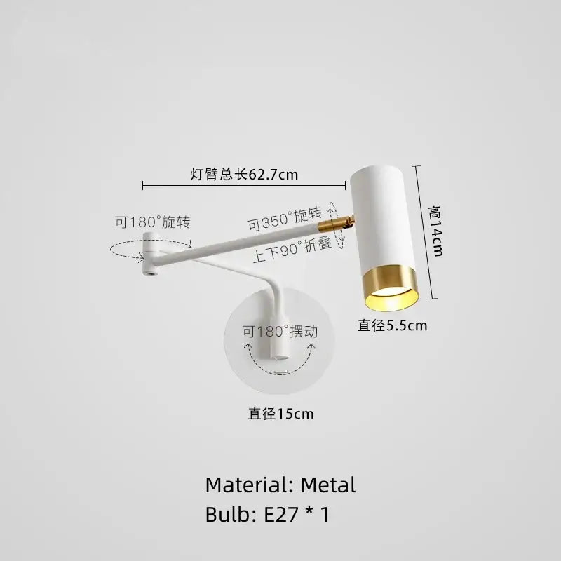 DecorBites™ LED Rotatable Wall Lamp Gold Black White Metal Sconce E27 Bulb