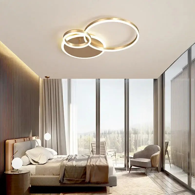 DecorBites™ LED Round Ceiling Chandelier for Modern Living Room, Bedroom, Restaurant - Circle Rings Lighting Fixture