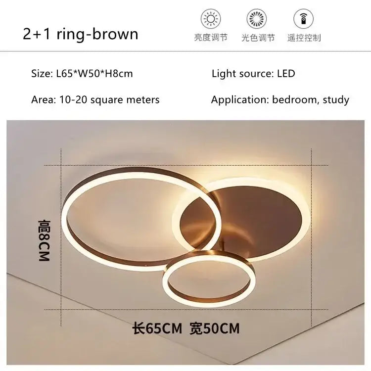 DecorBites™ LED Round Ceiling Chandelier for Modern Living Room, Bedroom, Restaurant - Circle Rings Lighting Fixture