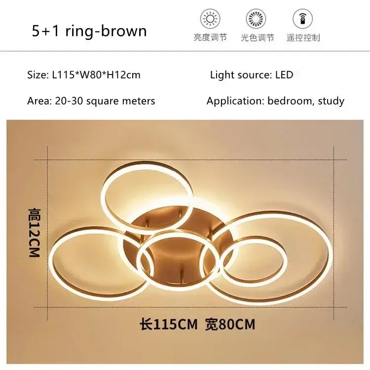 DecorBites™ LED Round Ceiling Chandelier for Modern Living Room, Bedroom, Restaurant - Circle Rings Lighting Fixture