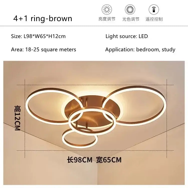 DecorBites™ LED Round Ceiling Chandelier for Modern Living Room, Bedroom, Restaurant - Circle Rings Lighting Fixture