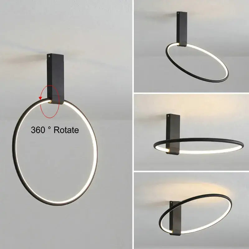DecorBites™ LED Round Ceiling Lamp Scandinavian Design White Black Gold Metal Aluminum