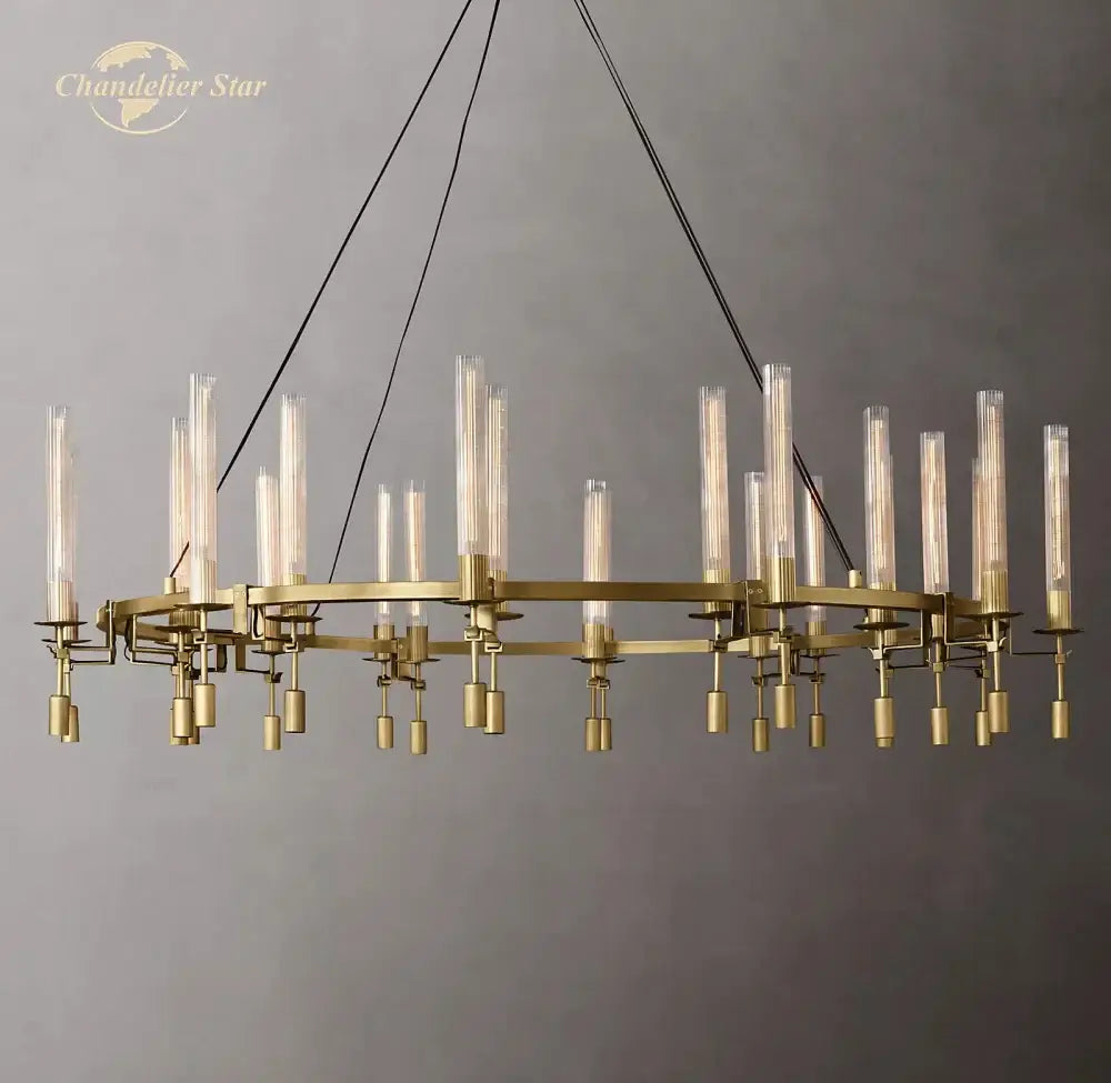 DecorBites™ LED Round Glass Chandelier for Living Dining Room Lighting