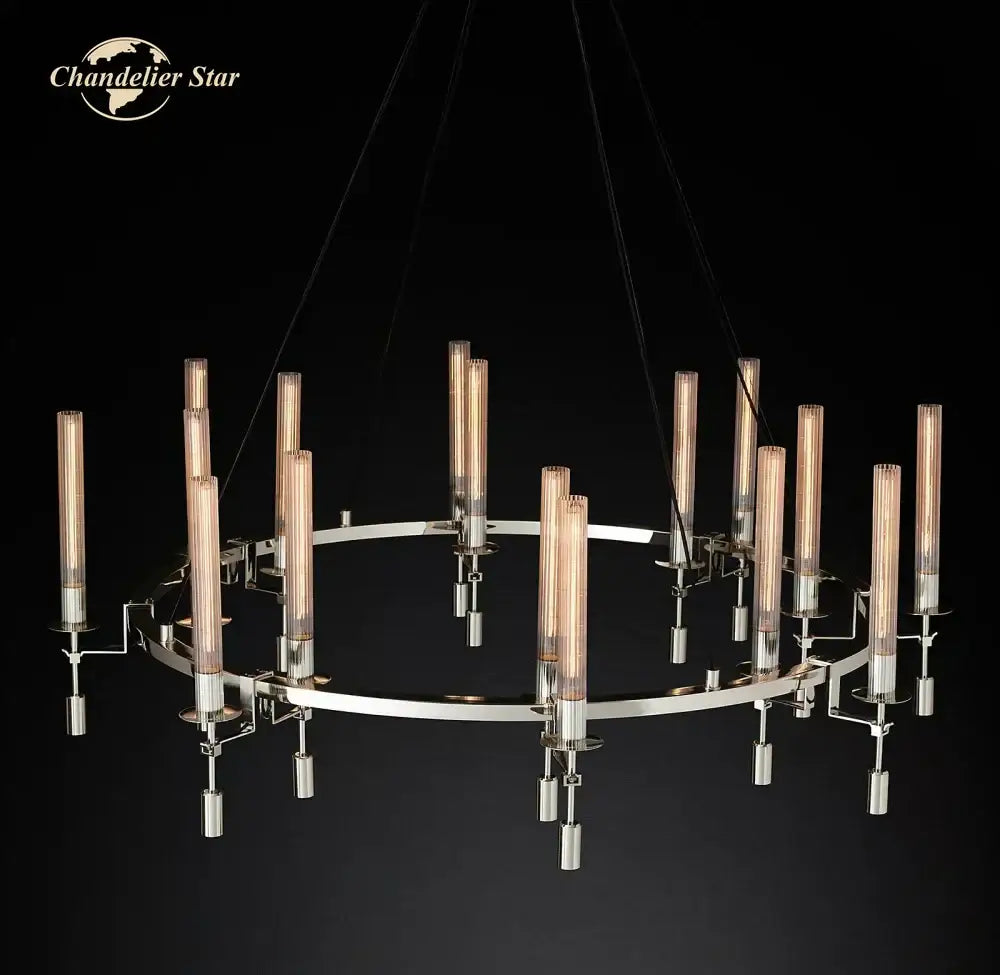 DecorBites™ LED Round Glass Chandelier for Living Dining Room Lighting