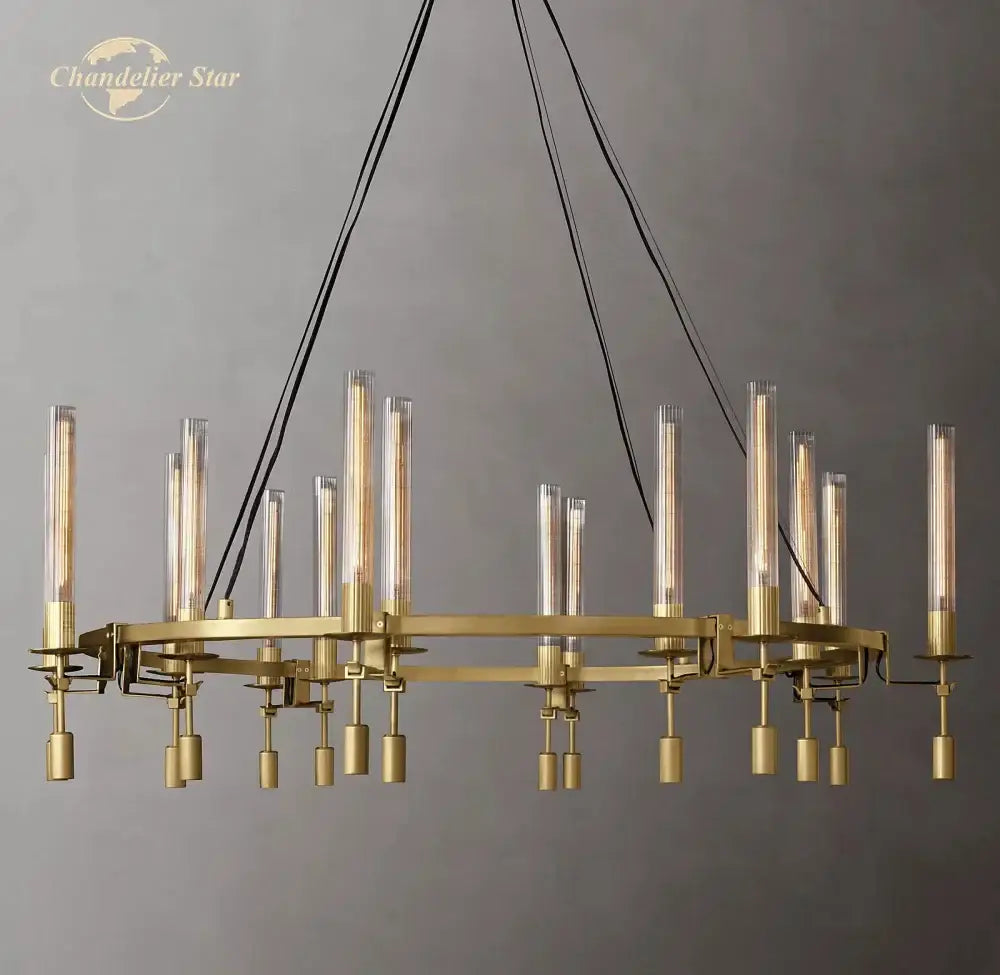 DecorBites™ LED Round Glass Chandelier for Living Dining Room Lighting