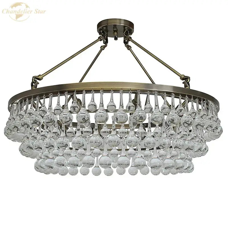 DecorBites™ LED Round Glass Chandeliers Raindrop Pendant Lights Modern Living Hanging Lamps