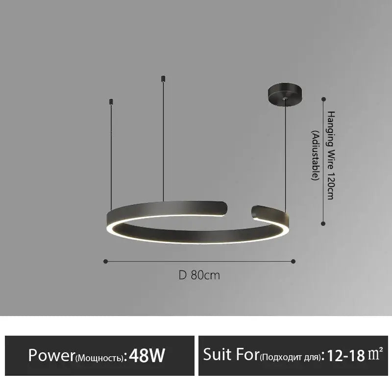 DecorBites™ LED Round Ring Chandelier for Dining Room, Living Room, and Bedroom