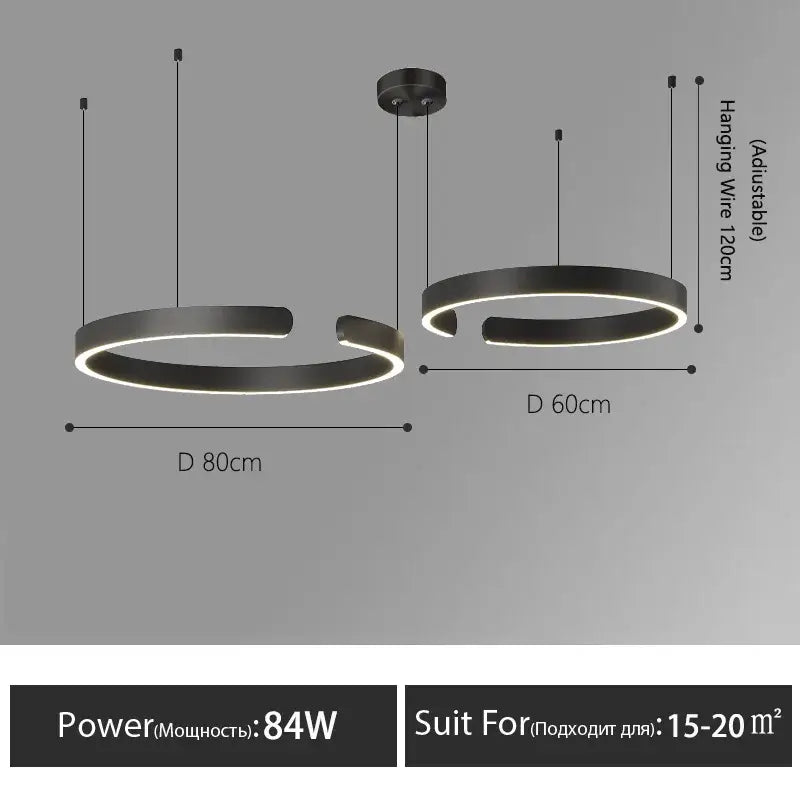 DecorBites™ LED Round Ring Chandelier for Dining Room, Living Room, and Bedroom